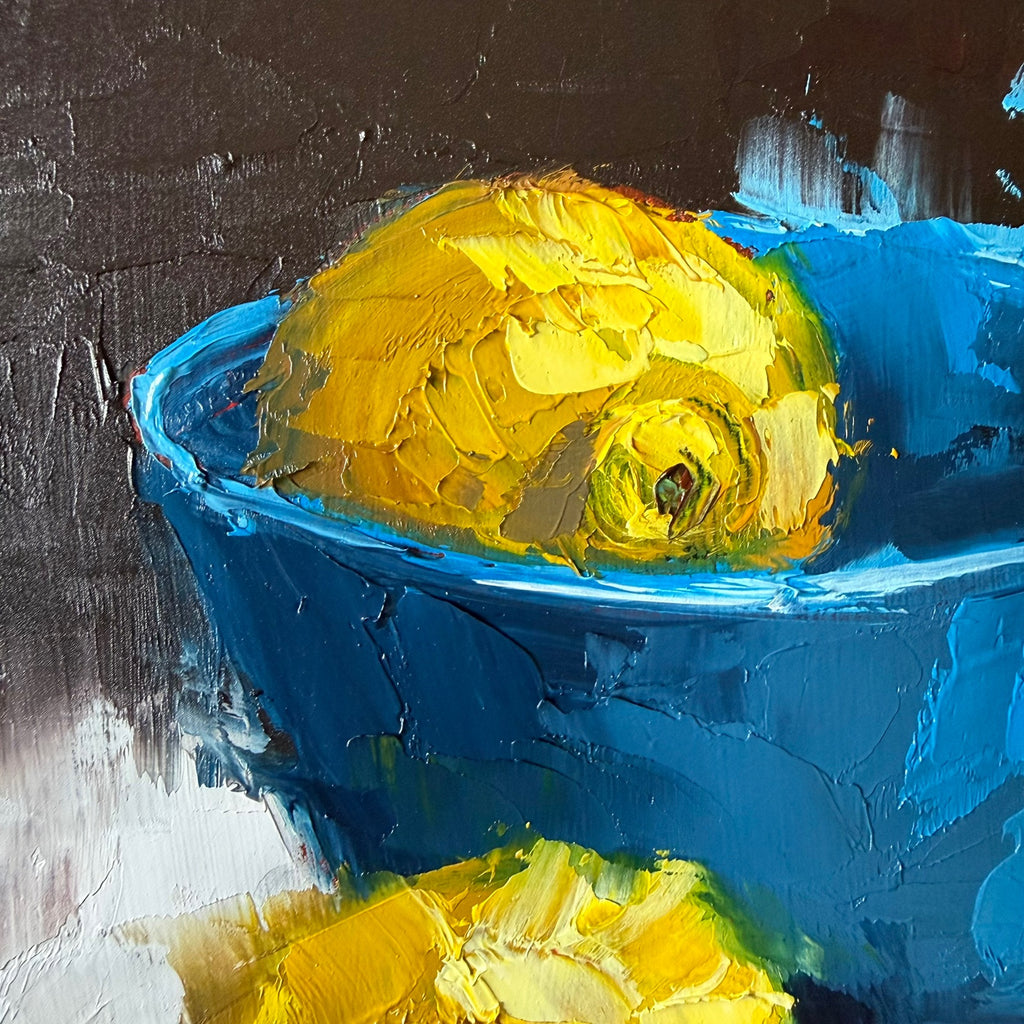 Still life with cobalt and lemon
