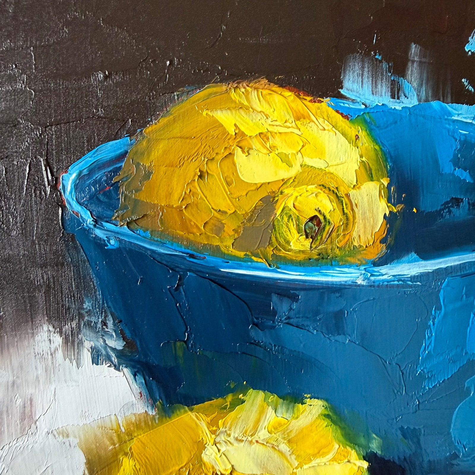 Still life with cobalt and lemon
