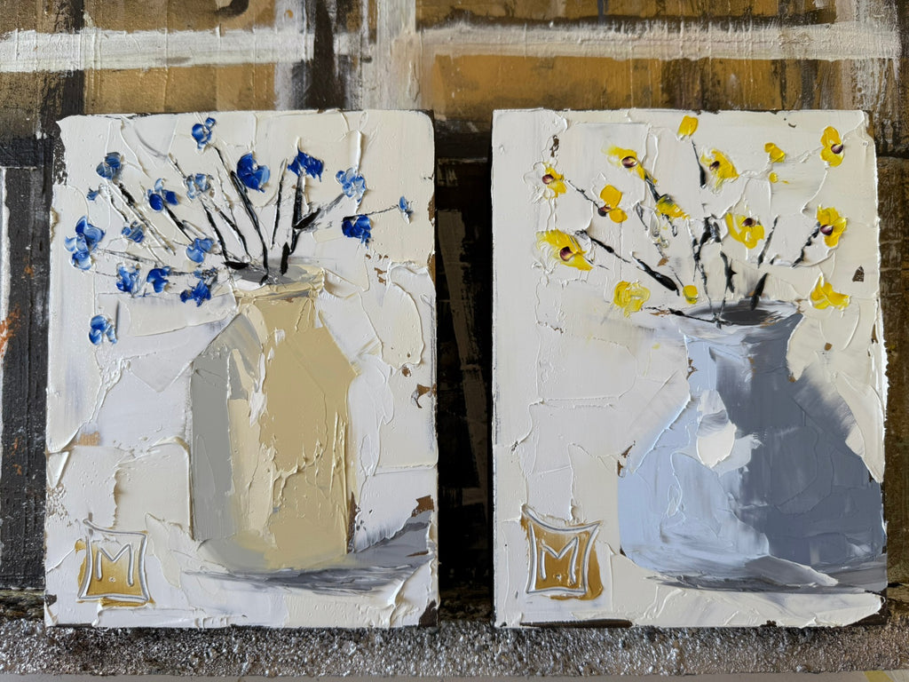 Soft pastel impasto florals (set)