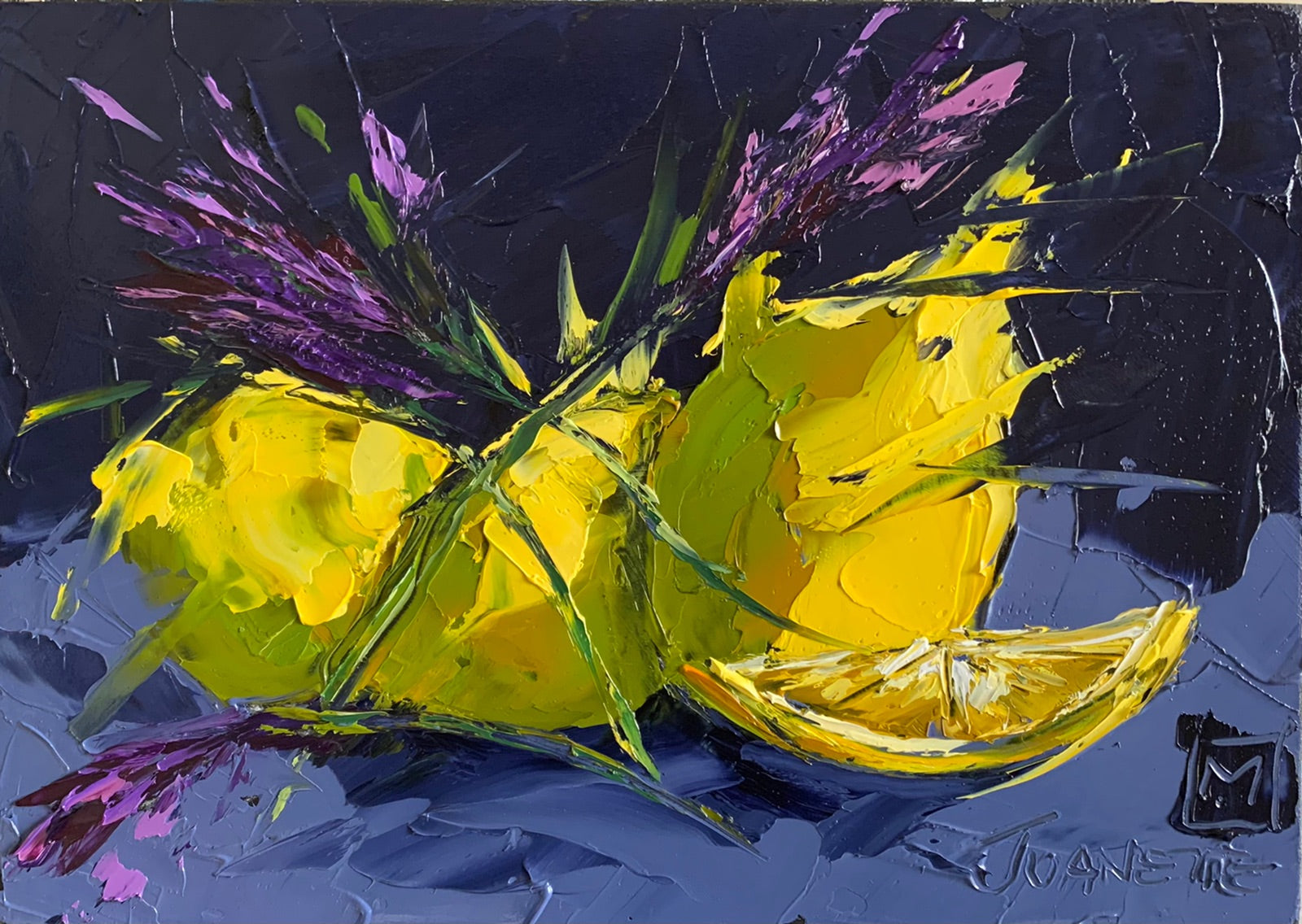 Splashes of yellow and lavender (set of two)