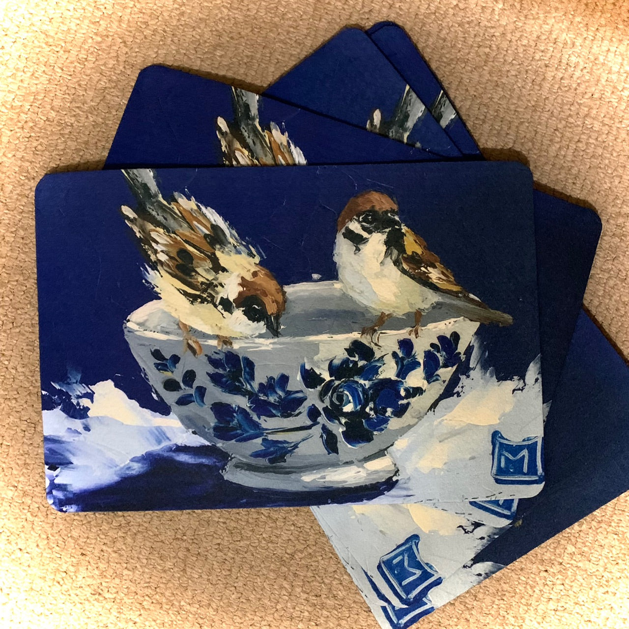 Placemat - 2 Sparrows on delft