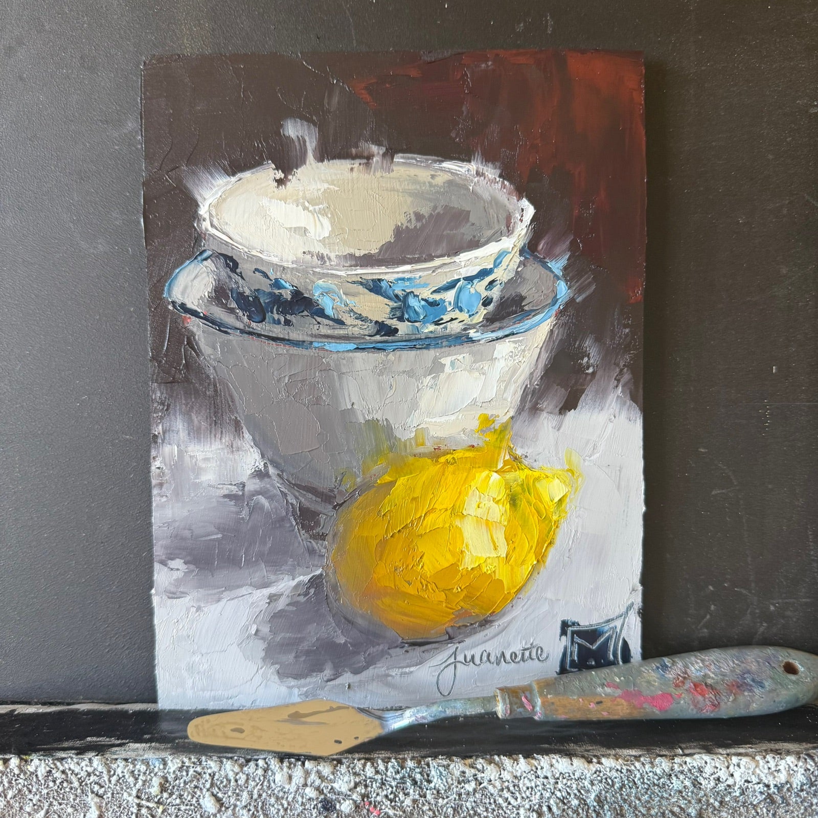 Delft still life with lemon