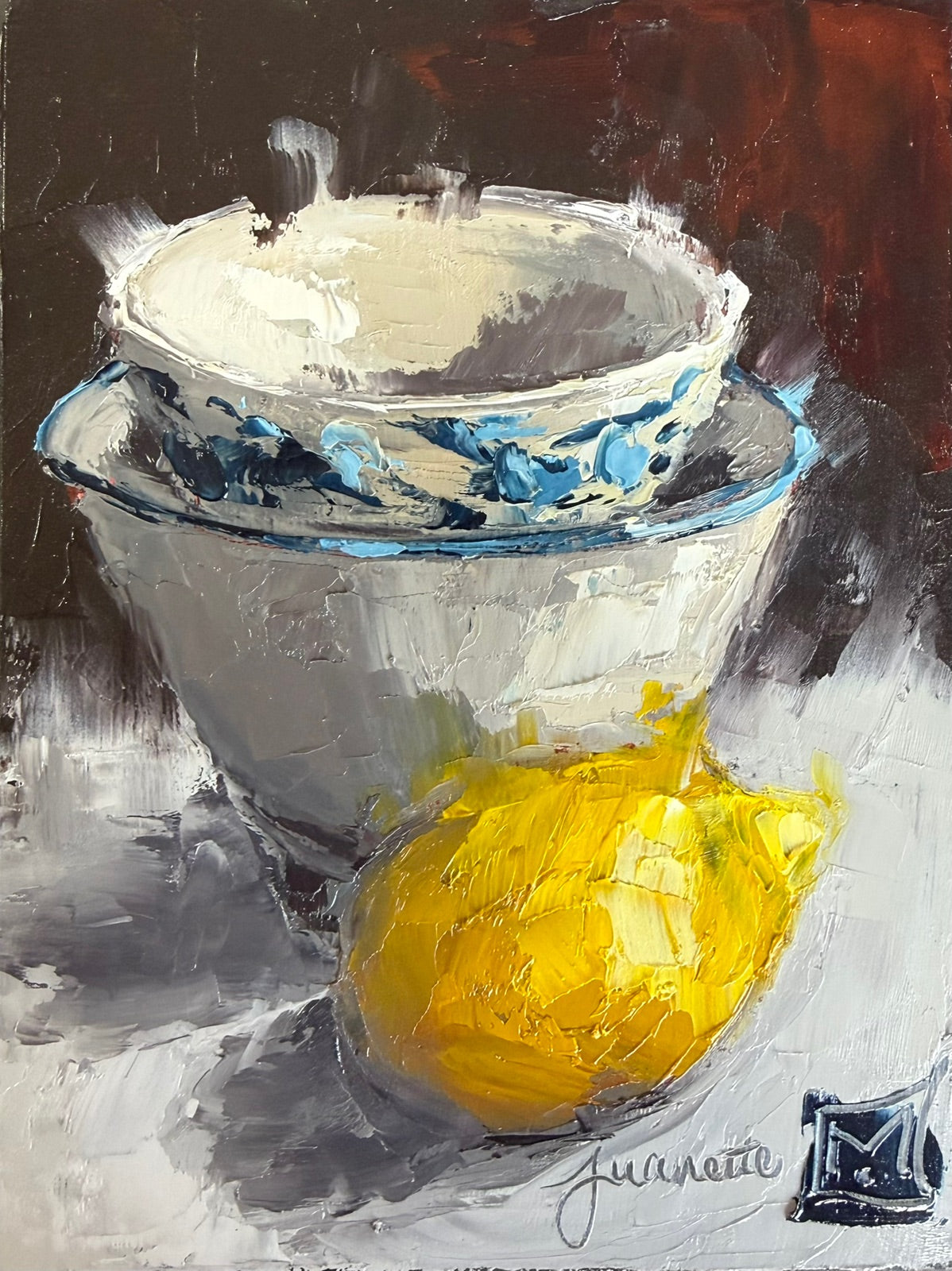 Delft still life with lemon